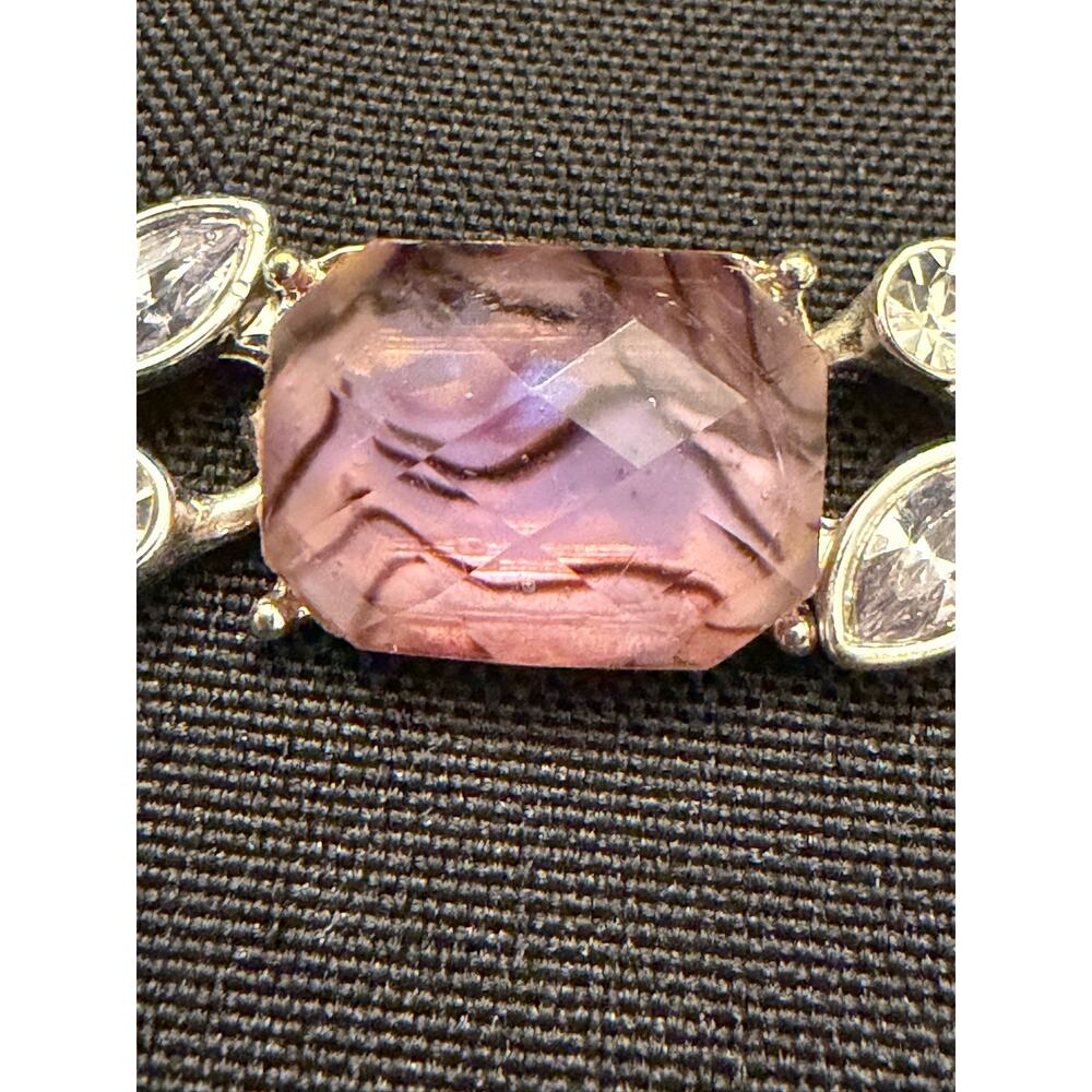 Vintage Napier Silver-Tone Purple Gemstone Rhinestone Flex Link Bracelet 7" x.5w - Picture 4 of 7
